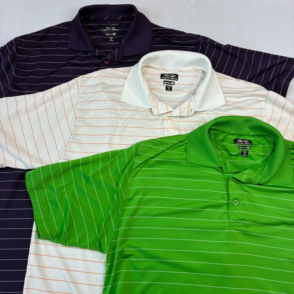Snake Eyes Polo Shirt Mens M Multicolor 3 Pack Dry-18 Striped Golf‎ Performance